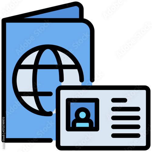 Passport icon isolated on white background. vector illustration icon for digital nomad