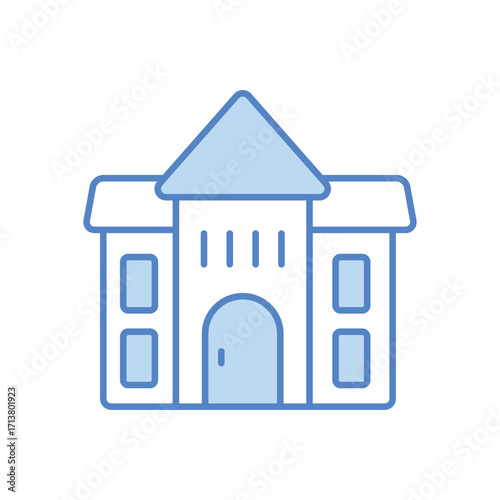 Building Blue Color Tone Icon Vector