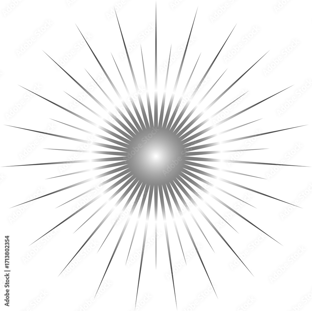 Obraz premium Silver Shining Sunburst Star Rays Illustration