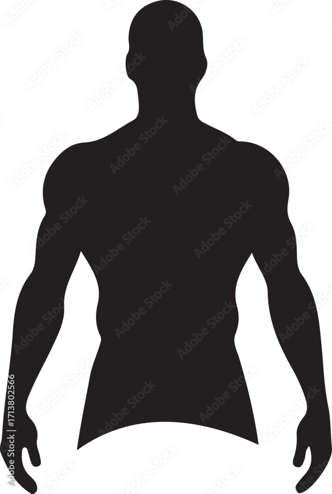 Fototapeta premium Human Silhouette, Male Bodybuilder with Muscular Build | Health and Fitness, Male Anatomy Vector for Gym Marketing, Logo Design and Graphic Resources