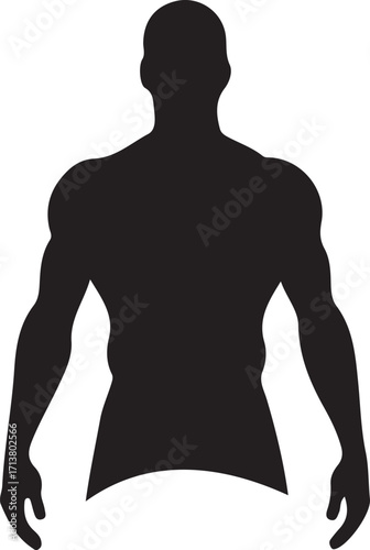 Human Silhouette, Male Bodybuilder with Muscular Build | Health and Fitness, Male Anatomy Vector for Gym Marketing, Logo Design and Graphic Resources