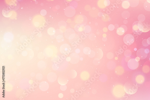 Pink gradient background with soft color gradation. Peach pastel bg with glowing bokeh. Abstract lovely vector wallpaper. Cute romantic minimal backdrop