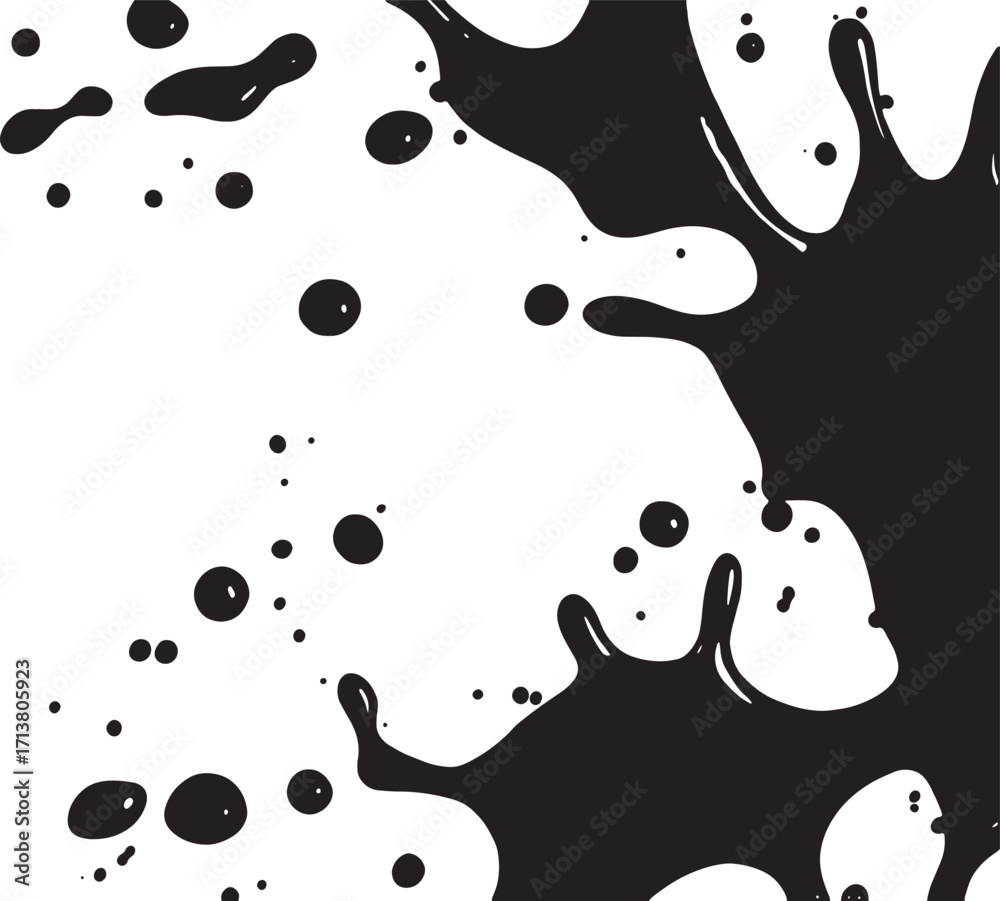 Fototapeta Black ink splashes vector illustration on white background