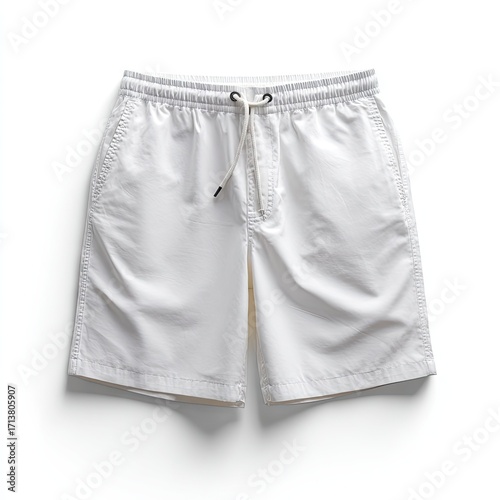 White athletic shorts, flat lay