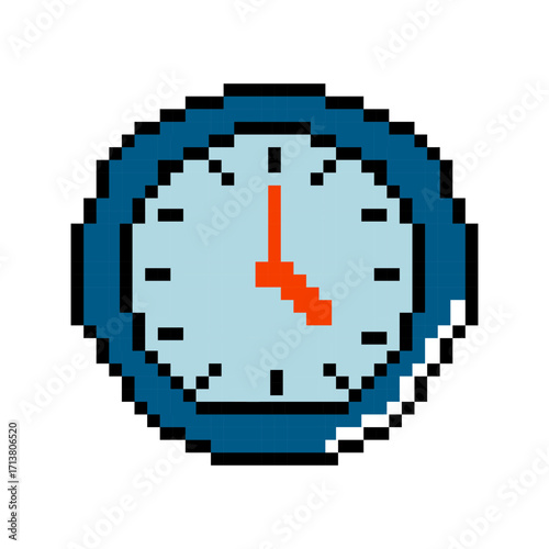 Pixel Art Blue Wall Clock