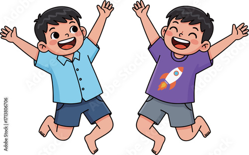 Two Boys Jumping with Joy