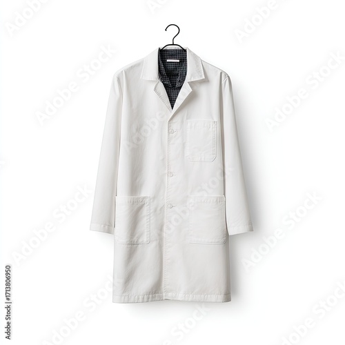 White lab coat on hanger, simple and clean