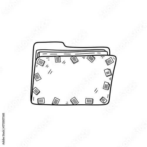 Doodle briefing folder cover patterned with tiny document icons