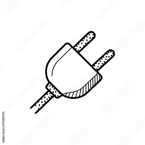 Doodle charging plug prongs filled with line dash icons