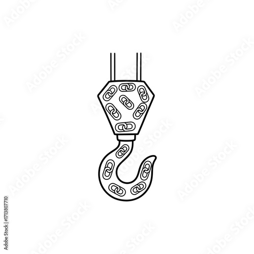 Doodle crane hook filled with chain link icons