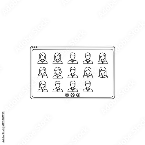 Doodle conference call screen filled with user silhouette icons