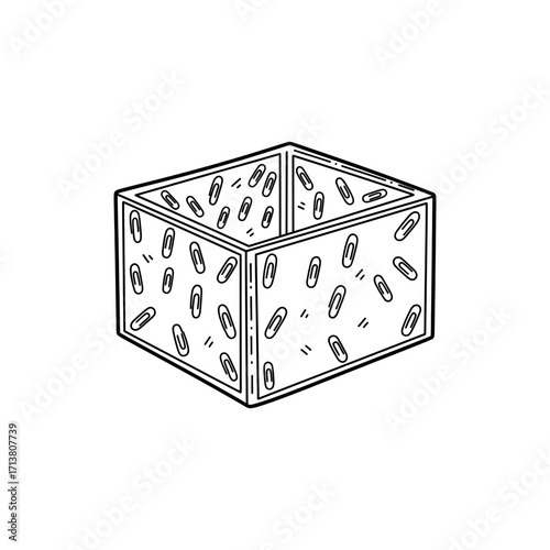 Doodle cubicle icon with walls filled with paperclip icons