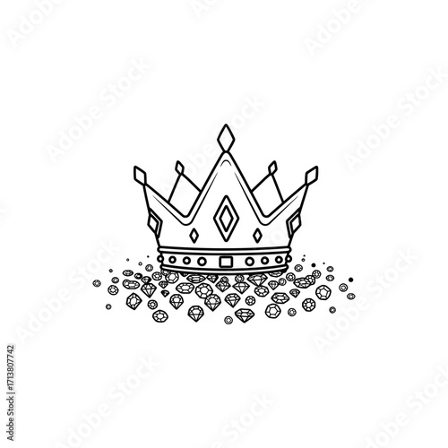 Doodle crown icon filled with jewel dot icons