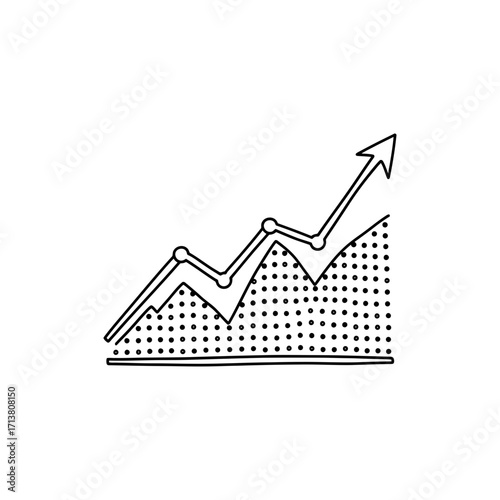 Doodle rising line chart with dot nodes
