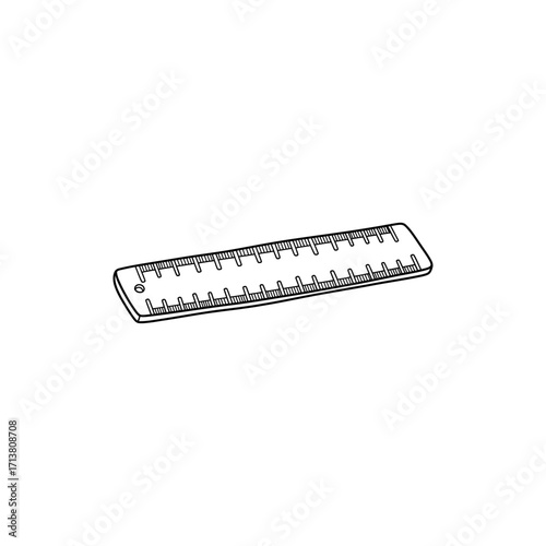 Doodle ruler icon with tick mark surface