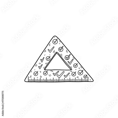 Doodle triangle ruler with tick mark icons
