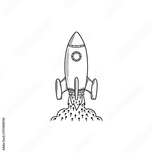 Doodle rocket flame area with upward arrows