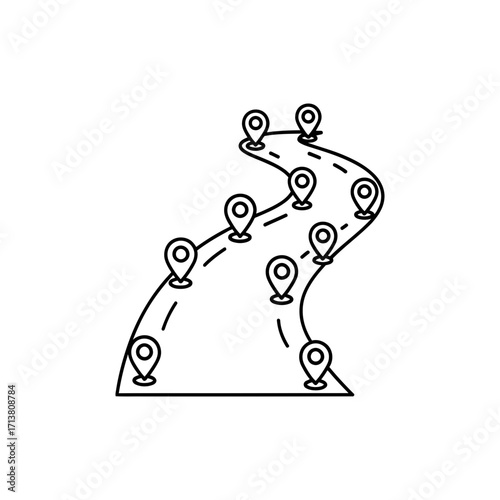 Doodle roadmap path with milestone dot icons