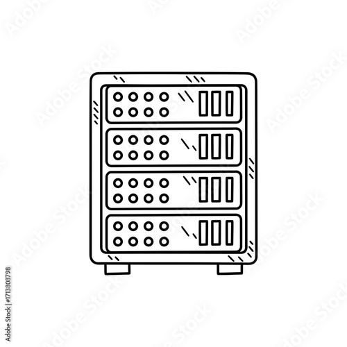 Doodle server rack with dot indicator icons