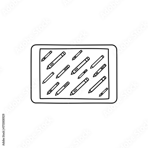 Doodle tablet screen with stylus icon design