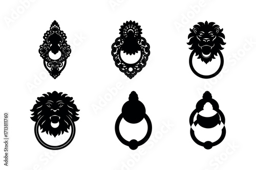 Ornate Door Knockers Silhouette Collection A Variety of Traditional Architectural Hardware Embellishments and Decorative Elements for Doors and Entryways