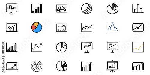 Dynamic collection of hand-drawn charts and graphs representing business growth, data analysis, and financial trends for professional presentations