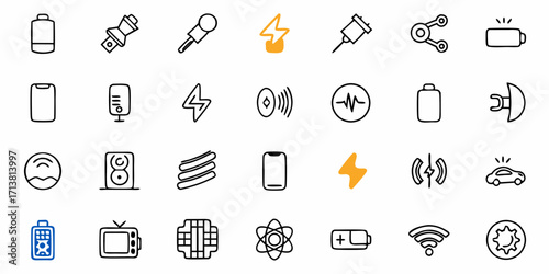 Modern technology icons for digital innovation and connectivity applications