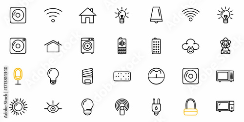 Smart home technology icons set for modern living, offering convenience and digital connection