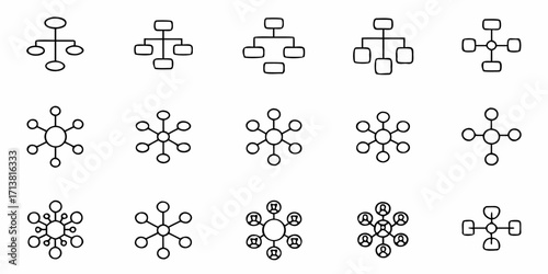 Diverse organizational charts and network diagrams offer clear visual representation of structures and connections
