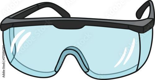 Protective safety goggles clear lens eye protection equipment vector