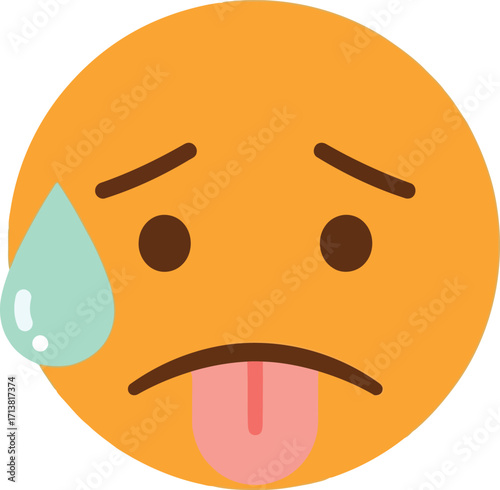 Sweating emoji sad face hot weather expression icon vector