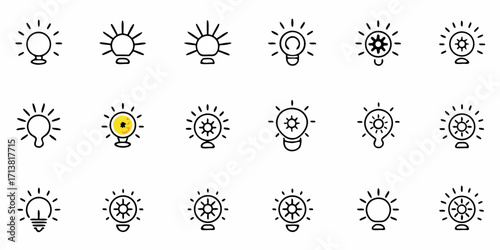 Creative light bulb icons symbolizing innovation, inspiration, and brilliant ideas for your next project.