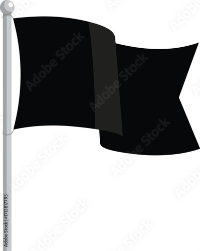 Waving black flag on pole - symbol of defeat surrender protest vector