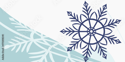 Elegant dark blue snowflake design with subtle frosty blue accents and clean white space for versatile seasonal use