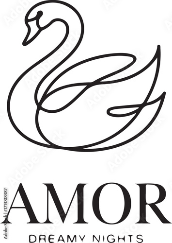 Elegant Continuous Line Art Swan Illustration