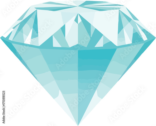 Sparkling teal diamond gemstone precious jewel vector