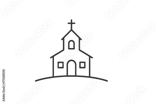 Simple Church Icon for Faith-Based Projects, Modern Religious Symbol, Clean Line Art for Spiritual Designs, Vector Style Church Graphic for Websites
