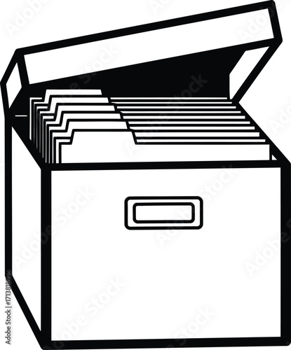 Open archive box with files and documents storage solutions vector