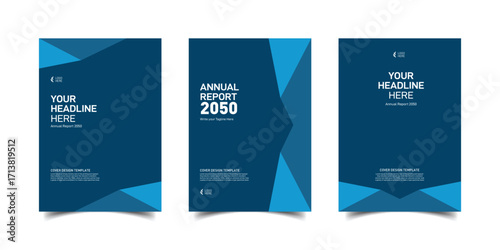 Modern corporate identity presentation with business card and web banner layout vector illustration design, Corporate annual report cover design