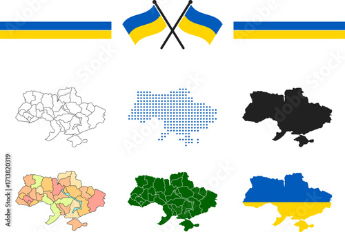 Ukraine Flag And Map Vector.eps