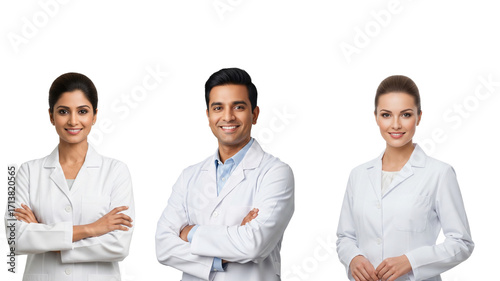 Isolated pharmacists on transparent background for World Pharmacists Day 2025 banner/poster, Think Health, Think Pharmacist theme