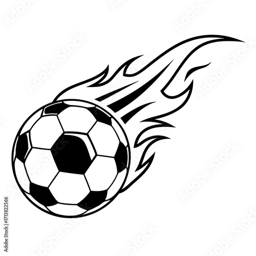 Soccer Ball with Flaming Trail Vector Icon on White Background