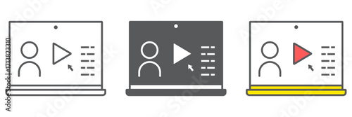 Live webinar icon, education and school, online course sign vector graphics, a linear icon on a white background, eps 10.