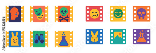Colorful Film Genre Icons