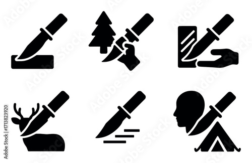 Tactical Knife Icon Set