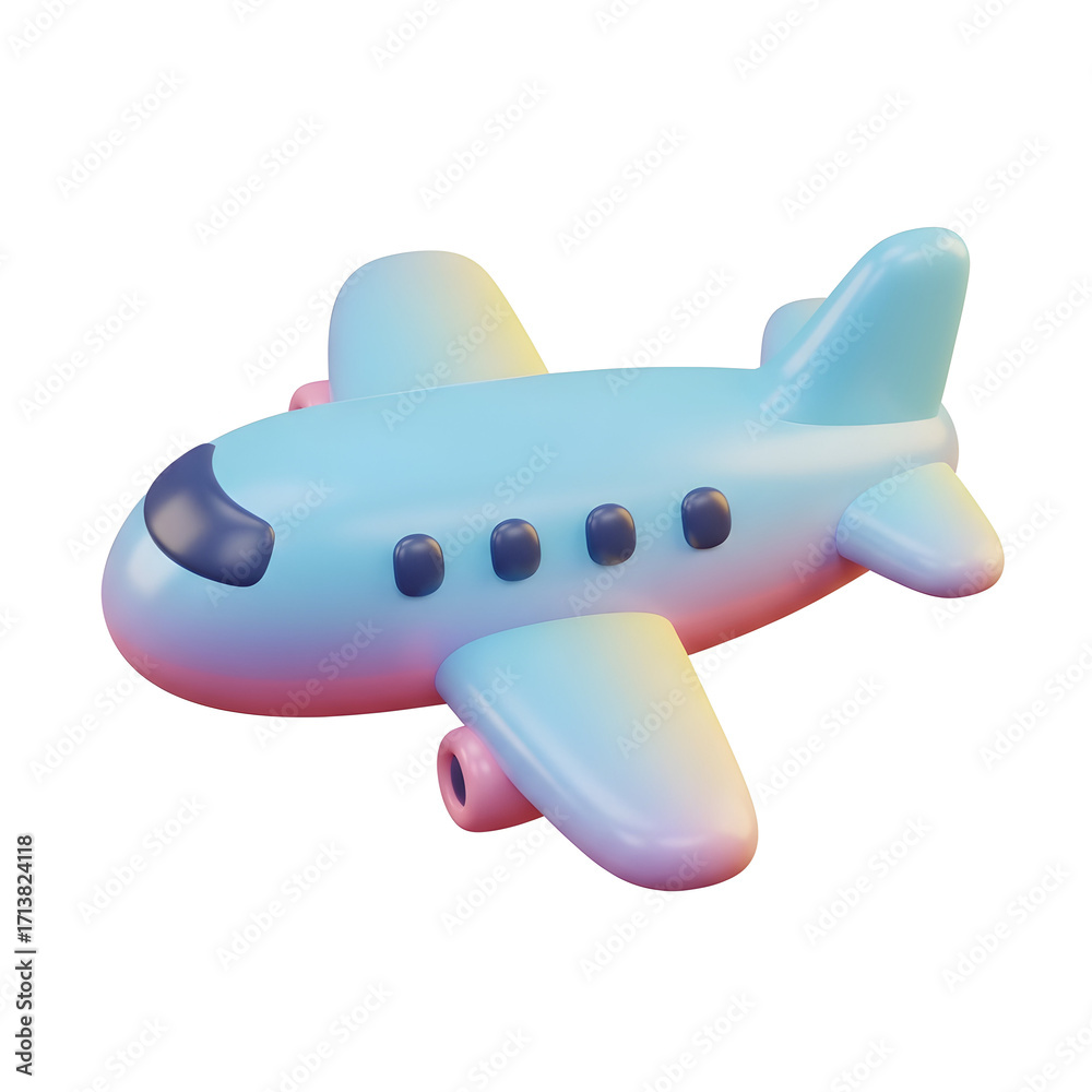Naklejka premium Whimsical pastel airplane toy with rainbow hues