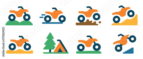 Quad Bike Icon Set