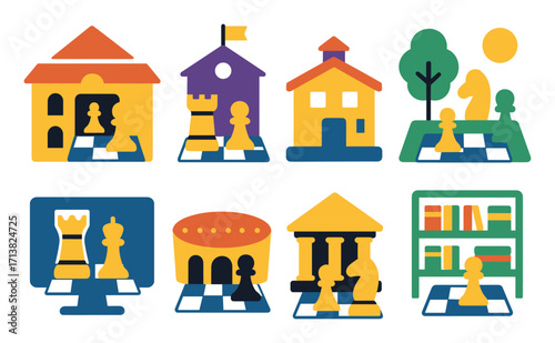 Colorful Chess Icon Set