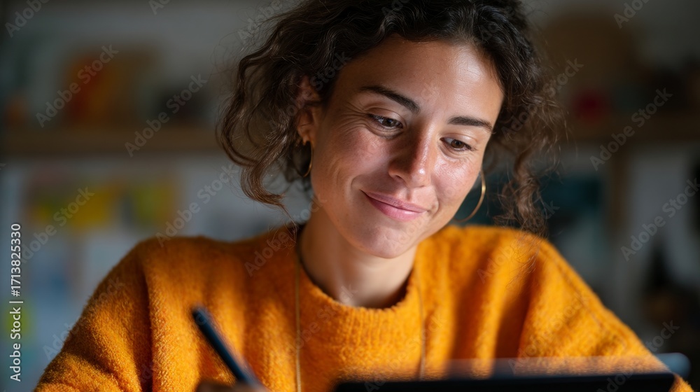 Fototapeta premium Woman working at laptop.