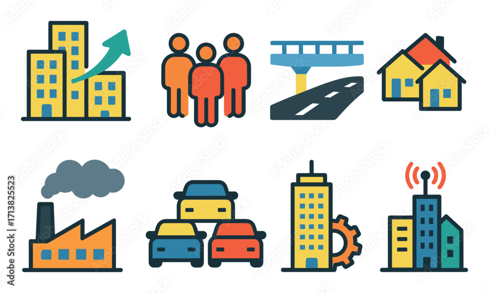 Obraz premium Urbanization Icon Set
